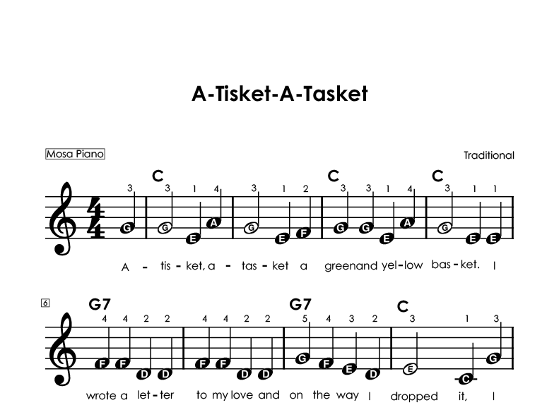 Easy piano sheet music for beginners PDF by Mosa Piano