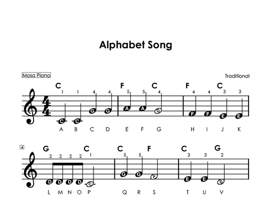 Easy piano sheet music for beginners PDF by Mosa Piano
