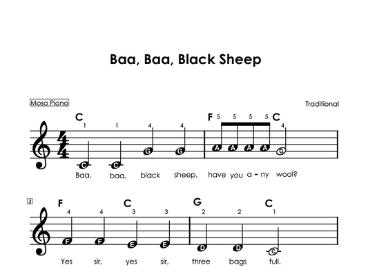 Easy piano sheet music for beginners PDF by Mosa Piano