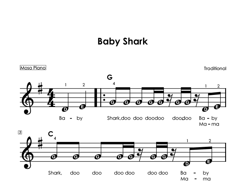 Easy piano sheet music for beginners PDF by Mosa Piano
