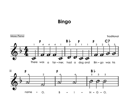 Easy piano sheet music for beginners PDF by Mosa Piano