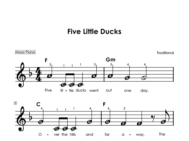 Easy piano sheet music for beginners PDF by Mosa Piano