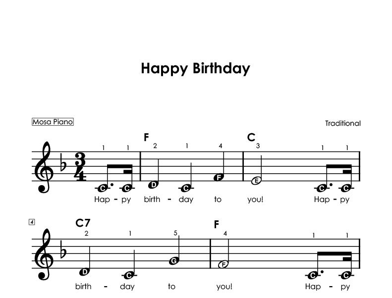 Easy piano sheet music for beginners PDF by Mosa Piano