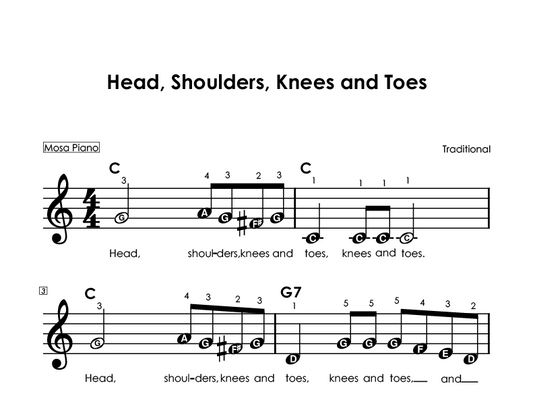 Easy piano sheet music for beginners PDF by Mosa Piano
