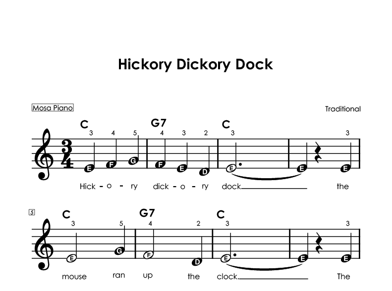Easy piano sheet music for beginners PDF by Mosa Piano