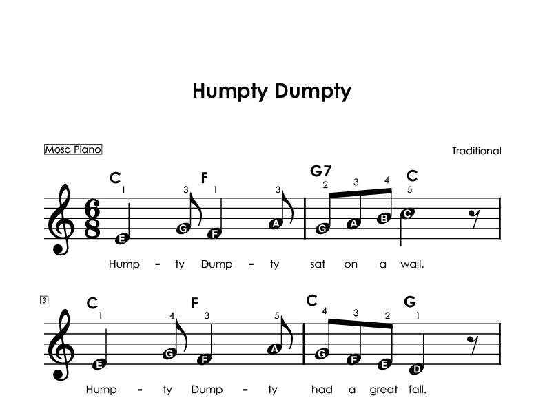 Easy piano sheet music for beginners PDF by Mosa Piano