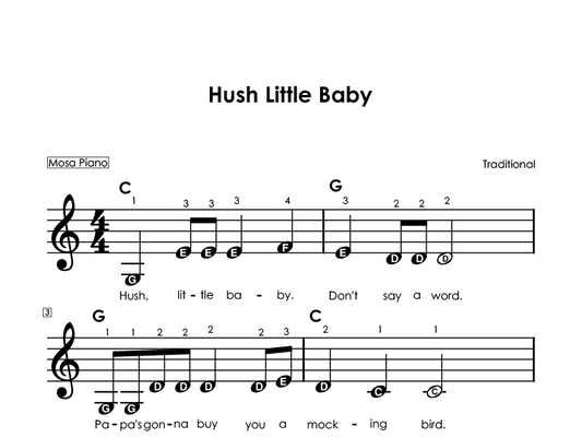 Easy piano sheet music for beginners PDF by Mosa Piano