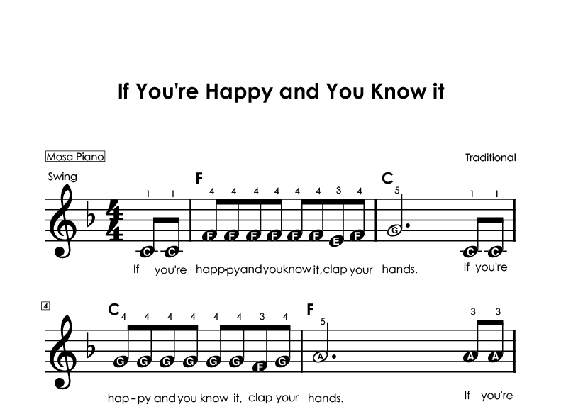 Easy piano sheet music for beginners PDF by Mosa Piano