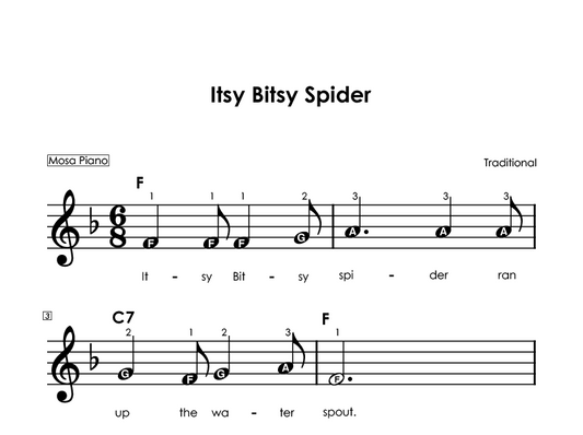 Easy piano sheet music for beginners PDF by Mosa Piano