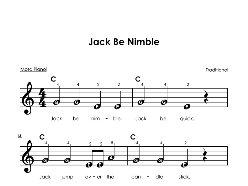 Easy piano sheet music for beginners PDF by Mosa Piano