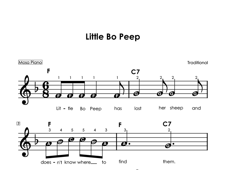 Easy piano sheet music for beginners PDF by Mosa Piano