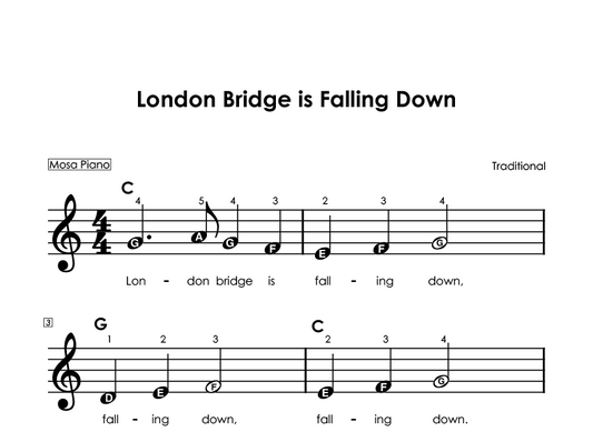 Easy piano sheet music for beginners PDF by Mosa Piano