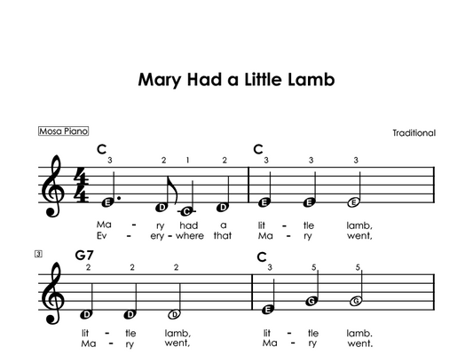 Easy piano sheet music for beginners PDF by Mosa Piano
