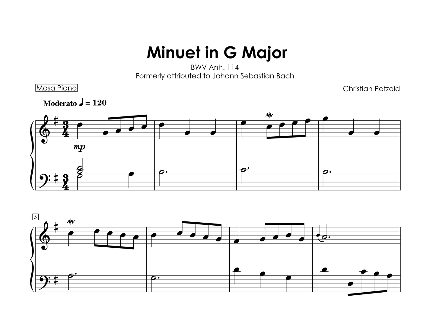 Minuet in G Major - Bach ( Petzold )