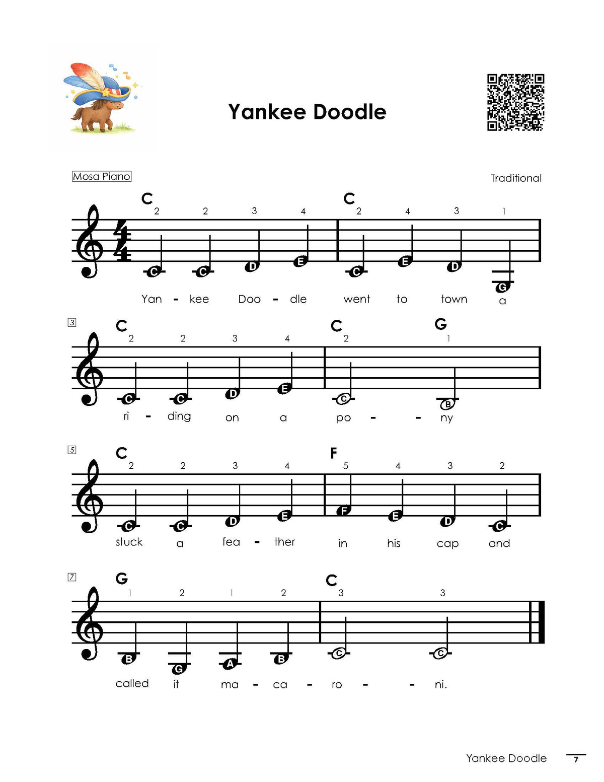 MOSA Easy Piano Sheet Music – 50 Nursery Rhymes for Beginners (PDF)