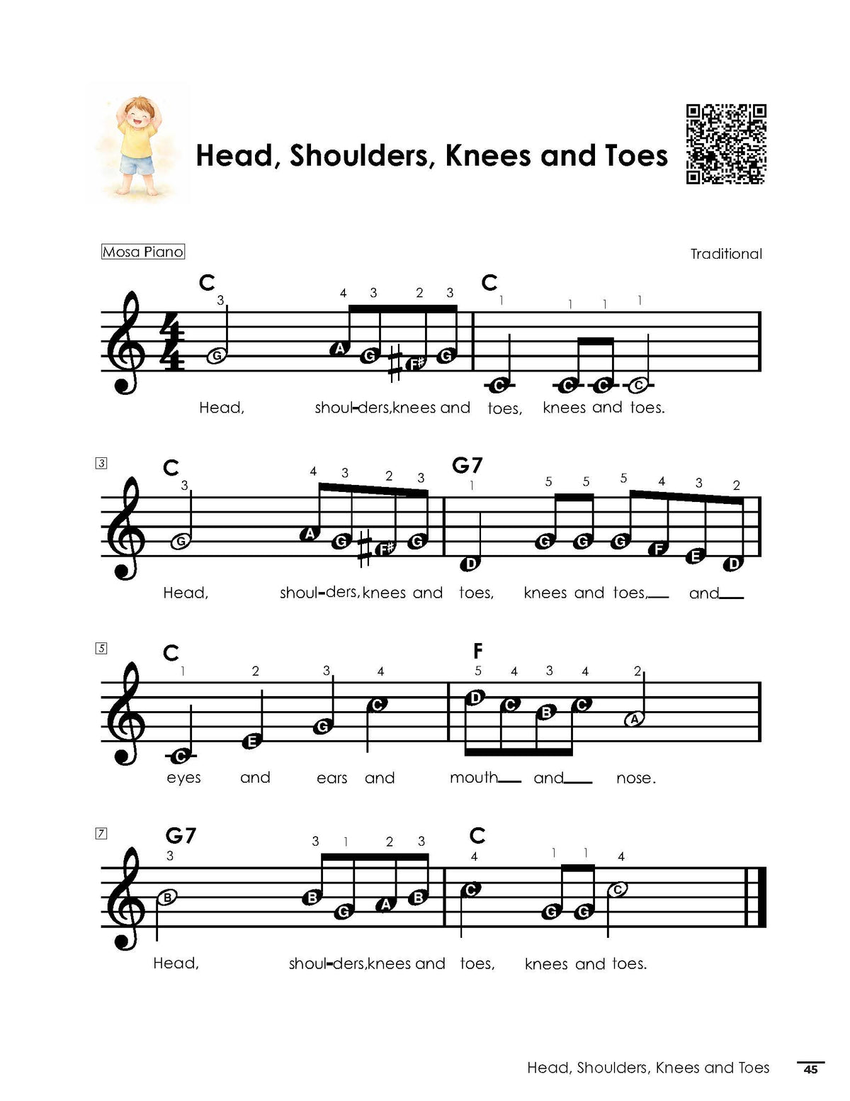 MOSA Easy Piano Sheet Music – 50 Nursery Rhymes for Beginners (PDF)