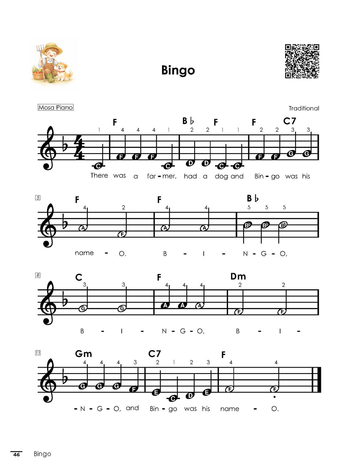 MOSA Easy Piano Sheet Music – 50 Nursery Rhymes for Beginners (PDF)