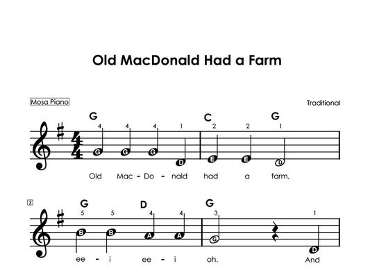 Easy piano sheet music for beginners PDF by Mosa Piano