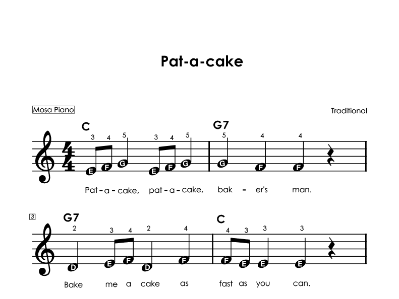 Easy piano sheet music for beginners PDF by Mosa Piano