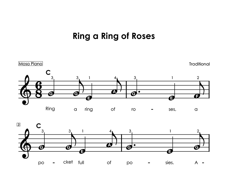 Easy piano sheet music for beginners PDF by Mosa Piano