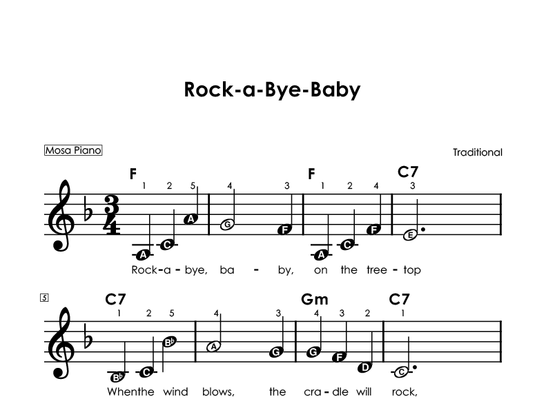 Easy piano sheet music for beginners PDF by Mosa Piano