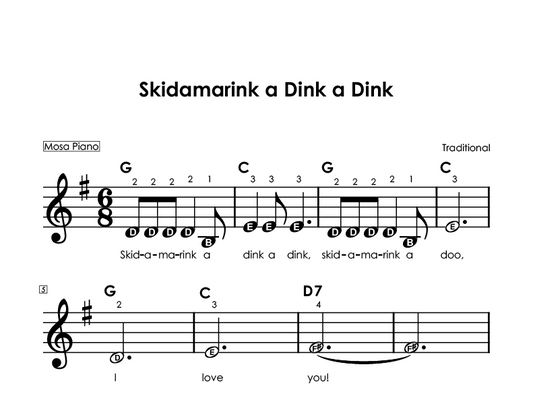 Easy piano sheet music for beginners PDF by Mosa Piano
