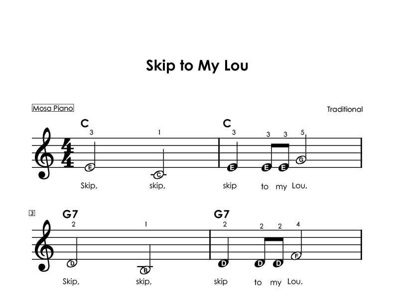 Easy piano sheet music for beginners PDF by Mosa Piano