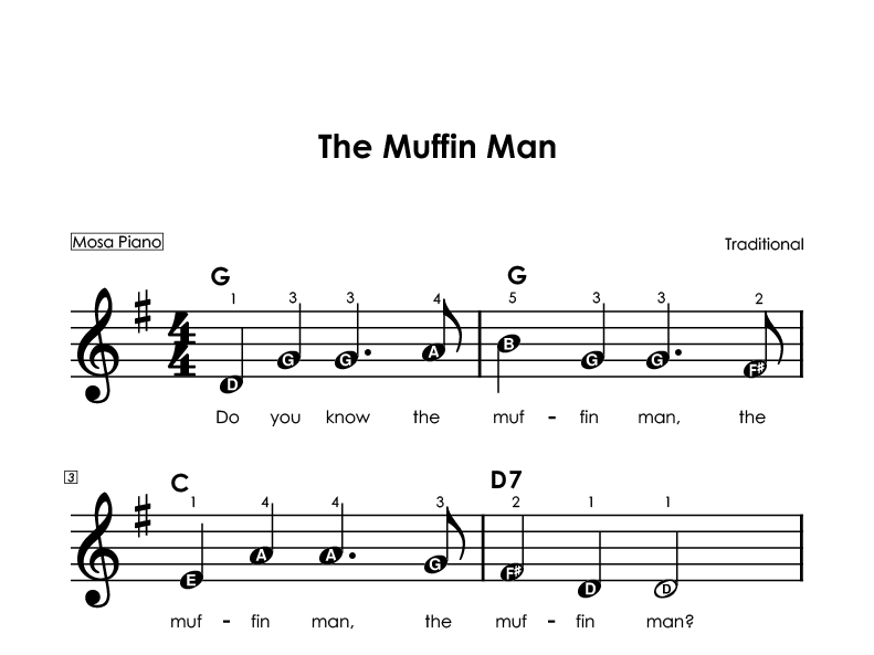 Easy piano sheet music for beginners PDF by Mosa Piano