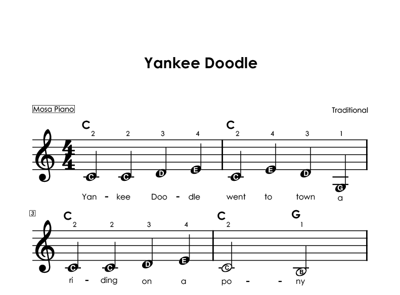 Easy piano sheet music for beginners PDF by Mosa Piano