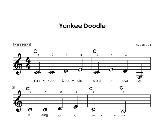 Easy piano sheet music for beginners PDF by Mosa Piano